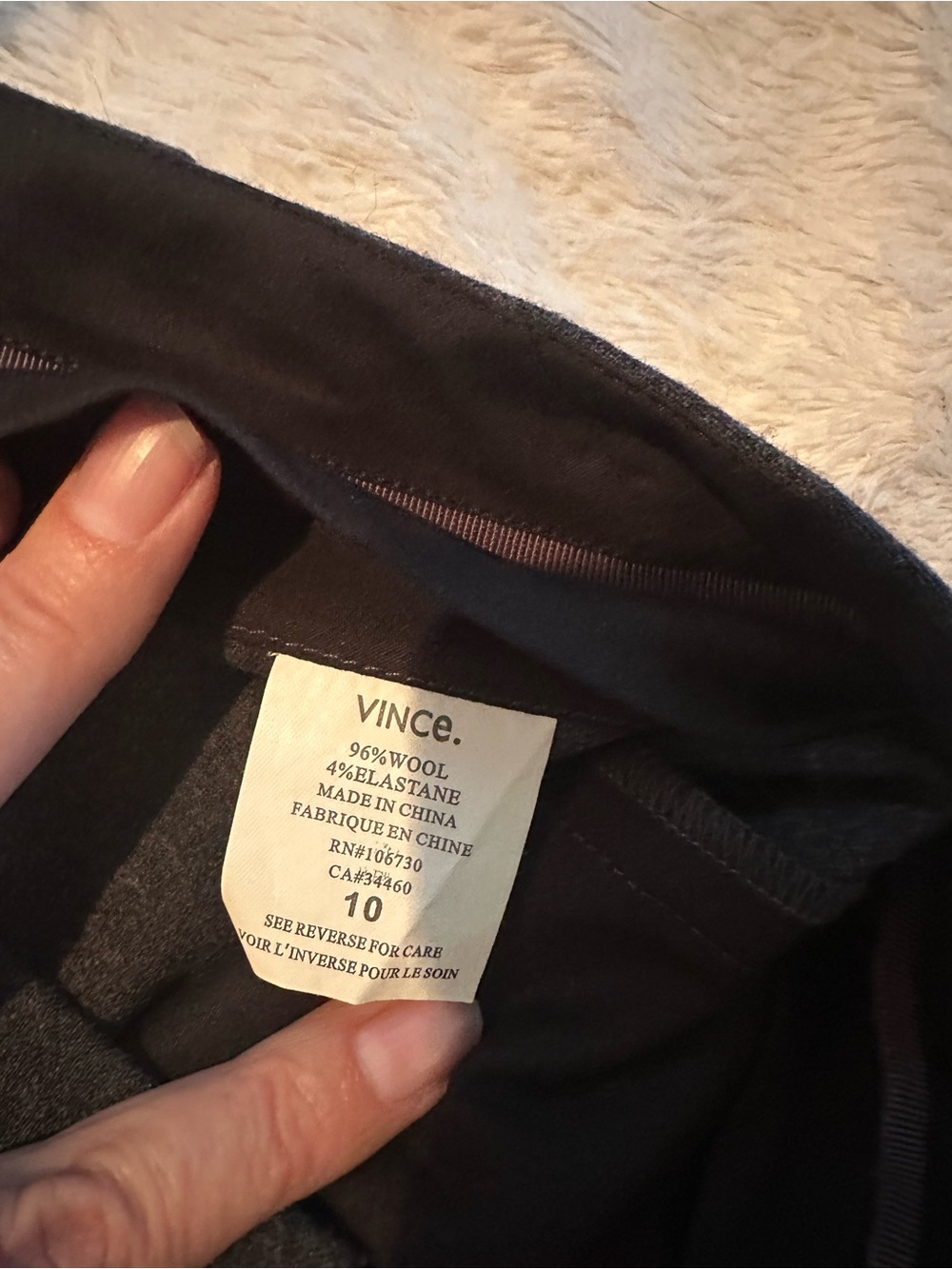 Vince Dark Charcoal Wool-Blend Slacks